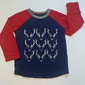 Mini Boden Rudolph Reindeer Raglan T-Shirt, 4-5Y